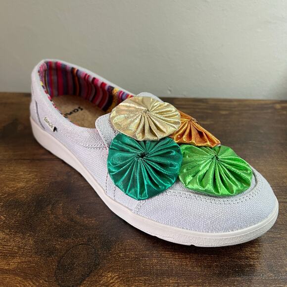 Sanuk Sidewalk Surfer Lite 2 Shoes 7.5 Womens Harbor Mist Canvas Comfort Slip On - Picture 1 of 12